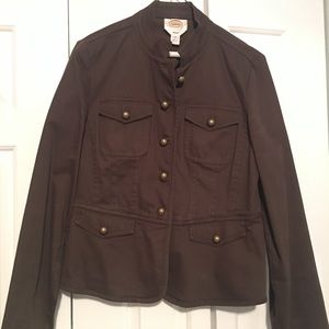 Talbots brown jacket with gold buttons